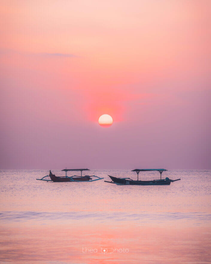 Sunset Bali with boats